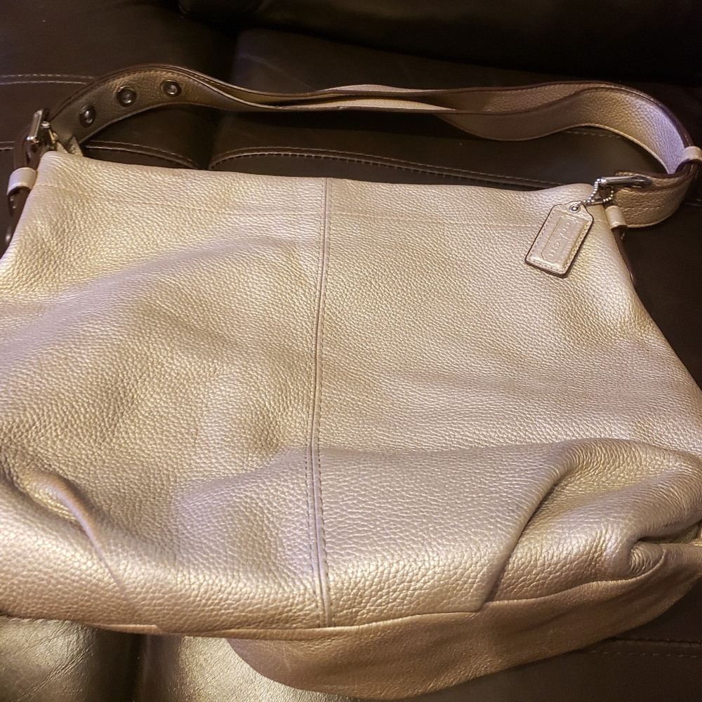 Coach Purse Genuine Silver Lamb Leather